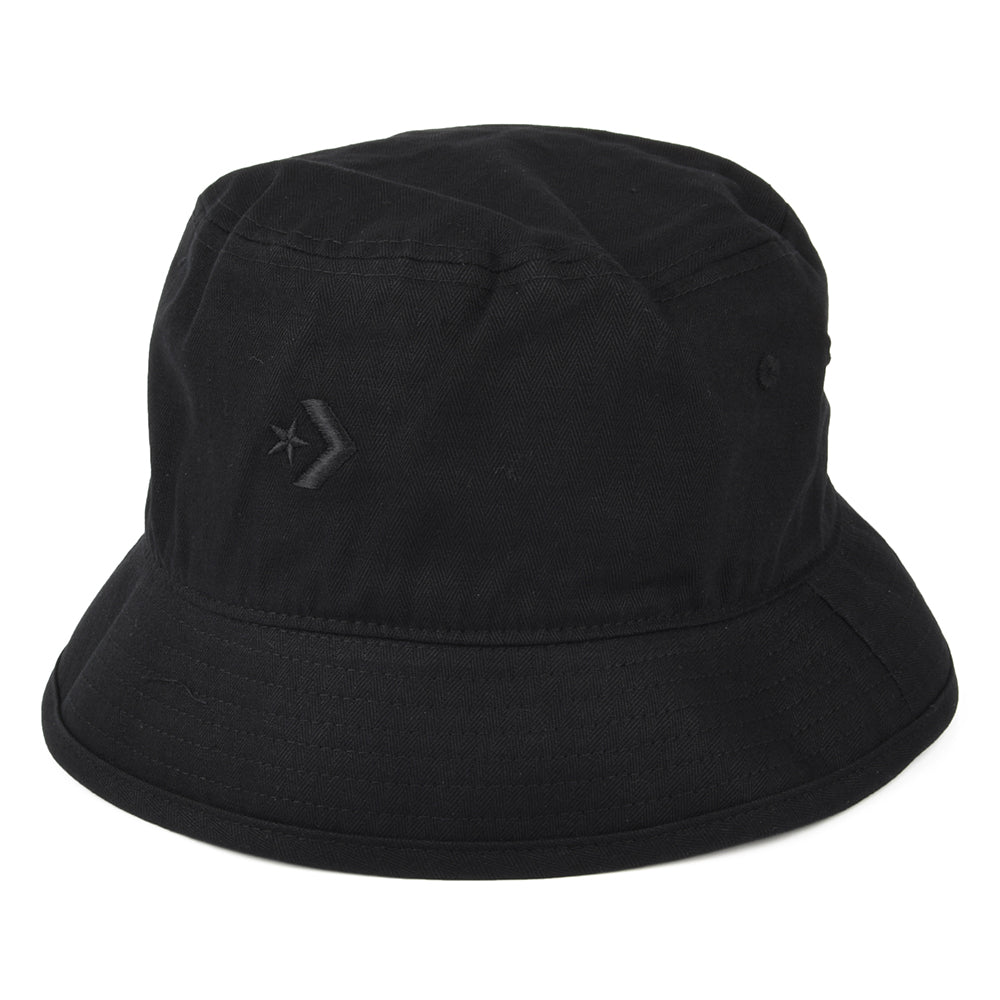 Sombrero de pescador de sarga de algodón diseño de espiga de Converse - Negro