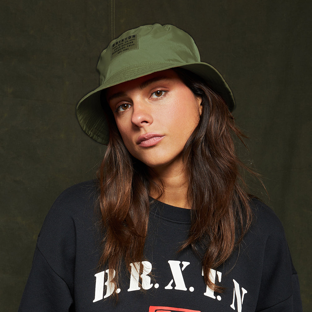 Sombrero de pescador Vintage plegable de nylon de Brixton - Verde Oliva