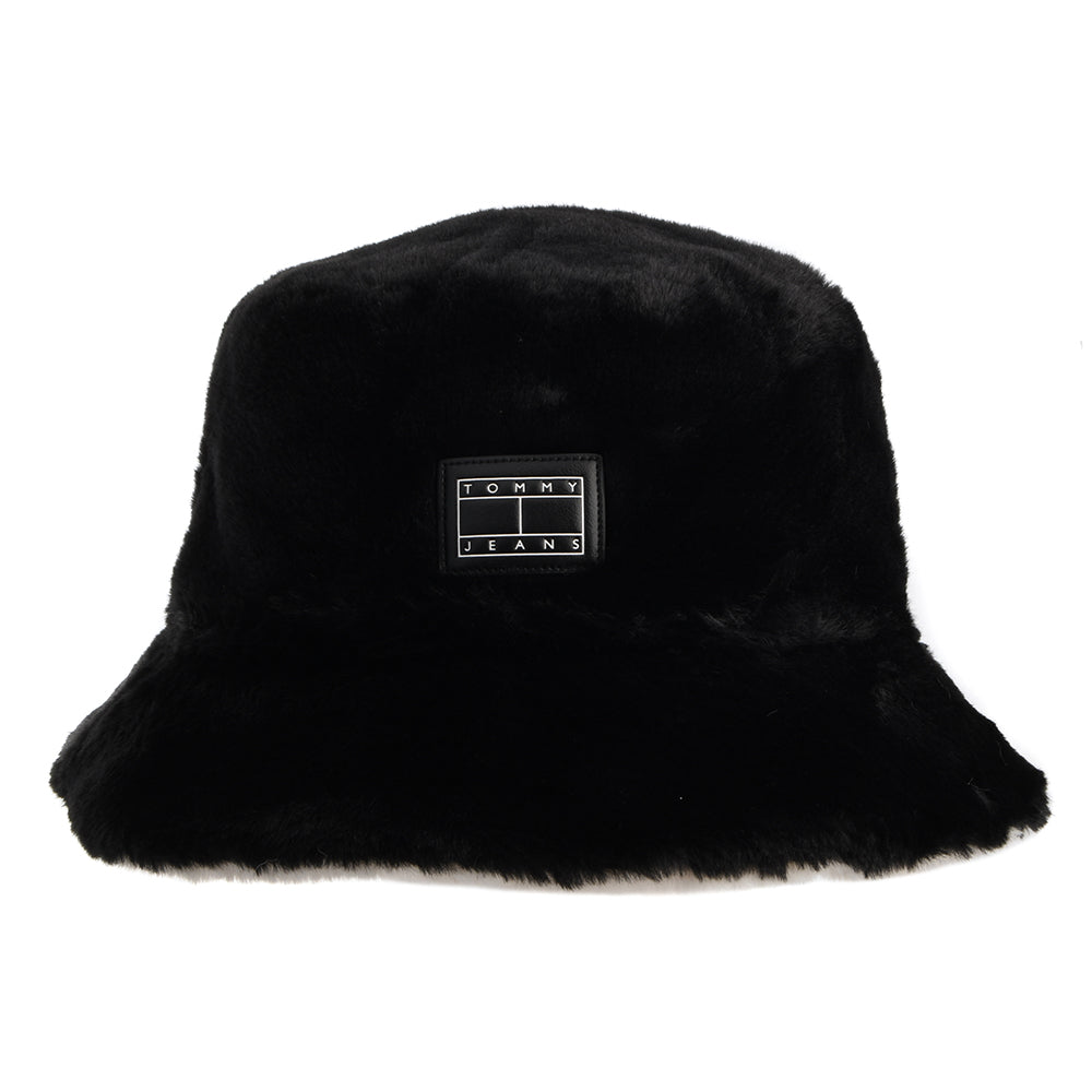 Sombrero de pescador TJW Fuzzy reversible de piel sintética de Tommy Hilfiger - Negro