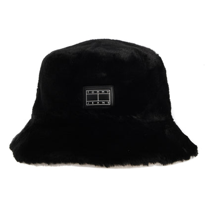 Sombrero de pescador TJW Fuzzy reversible de piel sintética de Tommy Hilfiger - Negro
