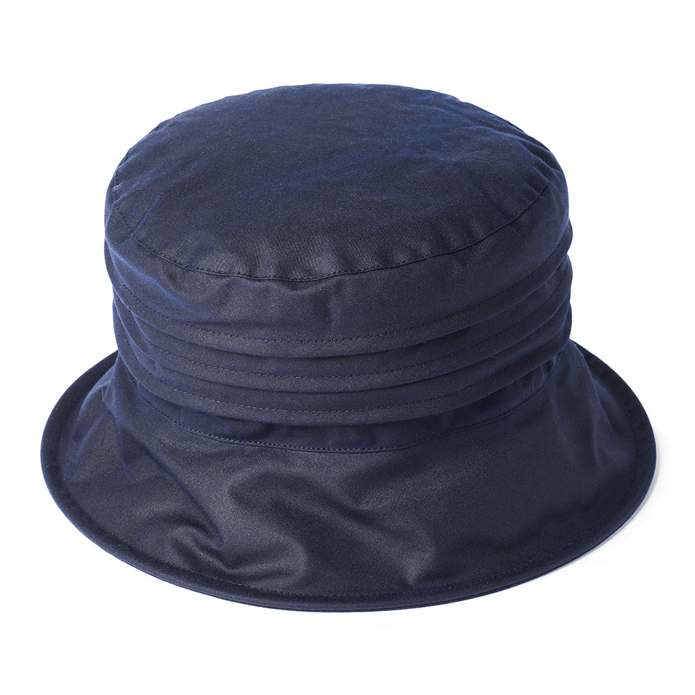 Sombrero de pescador para lluvia de algodón encerado británico de Failsworth - Azul Marino