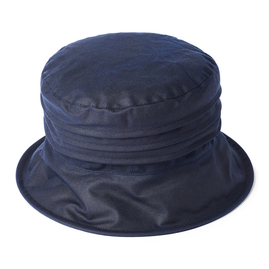 Sombrero de pescador para lluvia de algodón encerado británico de Failsworth - Azul Marino