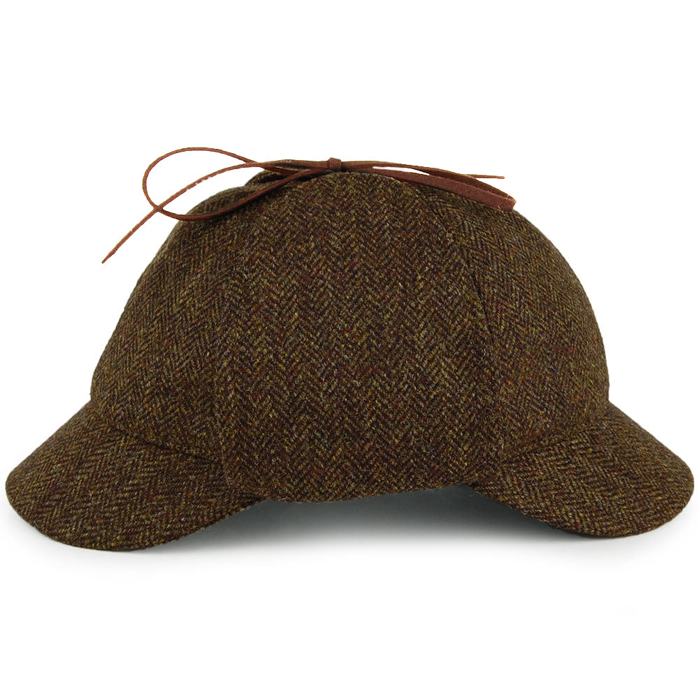 Gorra cazador Sherlock Holmes de Tweed diseño de espiga de Christys - Verde Oliva