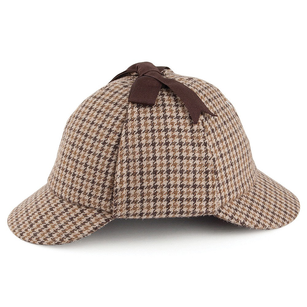 Gorro de cazador Sherlock Holmes diseño de pata de gallo de Jaxon & James - Marrón