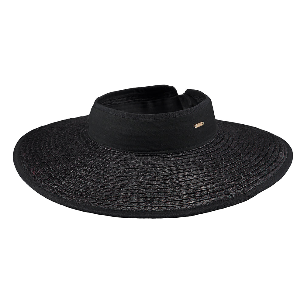 Visera mujeres Tambou de ala ancha de paja de rafia de Barts - Negro