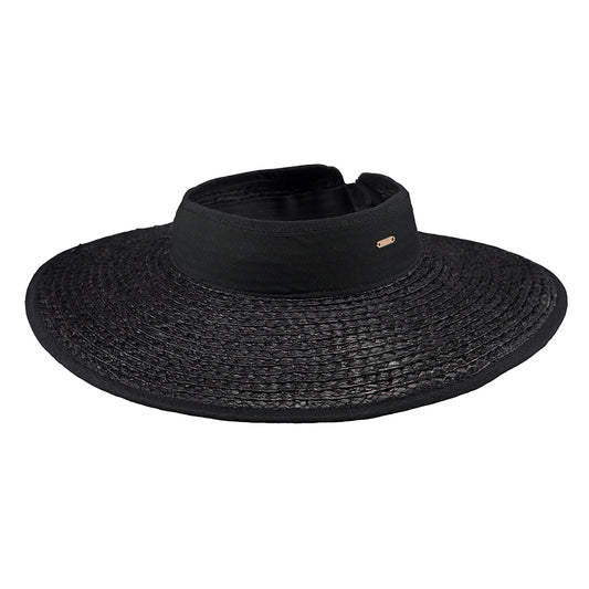Visera mujeres Tambou de ala ancha de paja de rafia de Barts - Negro