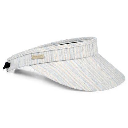 Visera de algodón y lino de Seeberger - Azul Claro-Blanco Roto