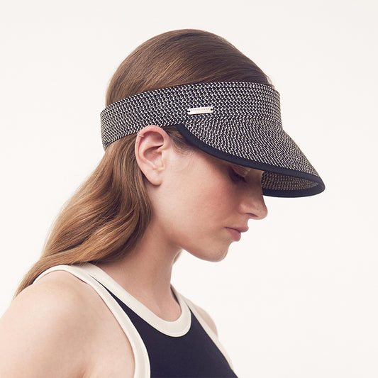 Visera Plegable de paja toyo de Seeberger - Natural-Negro