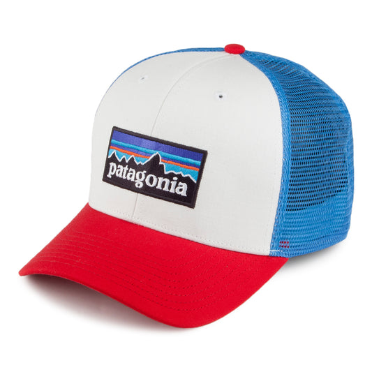Gorra Trucker P-6 Logo de algodón orgánico de Patagonia - Blanco-Rojo