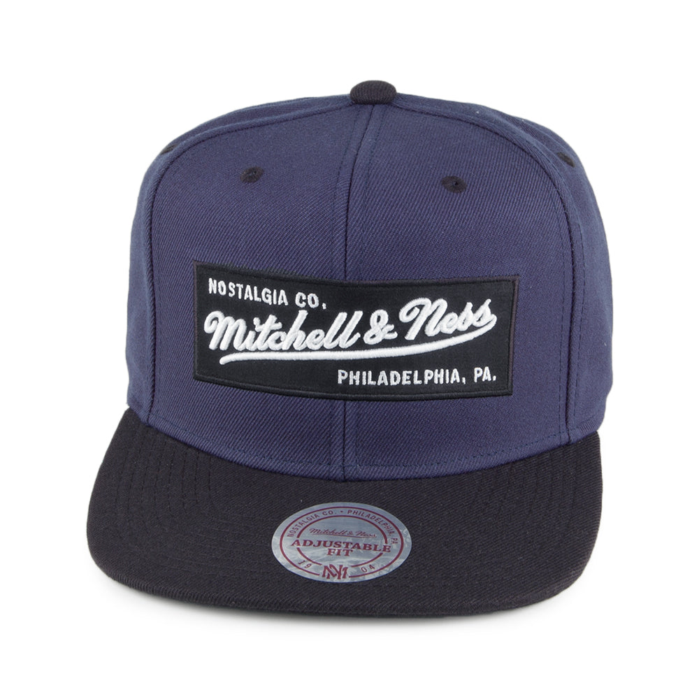 Gorra Snapback Box Logo de Mitchell & Ness - Azul Marino-Negro