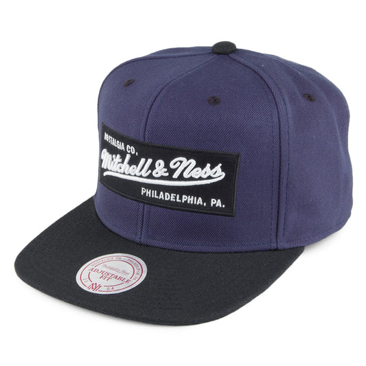 Gorra Snapback Box Logo de Mitchell & Ness - Azul Marino-Negro