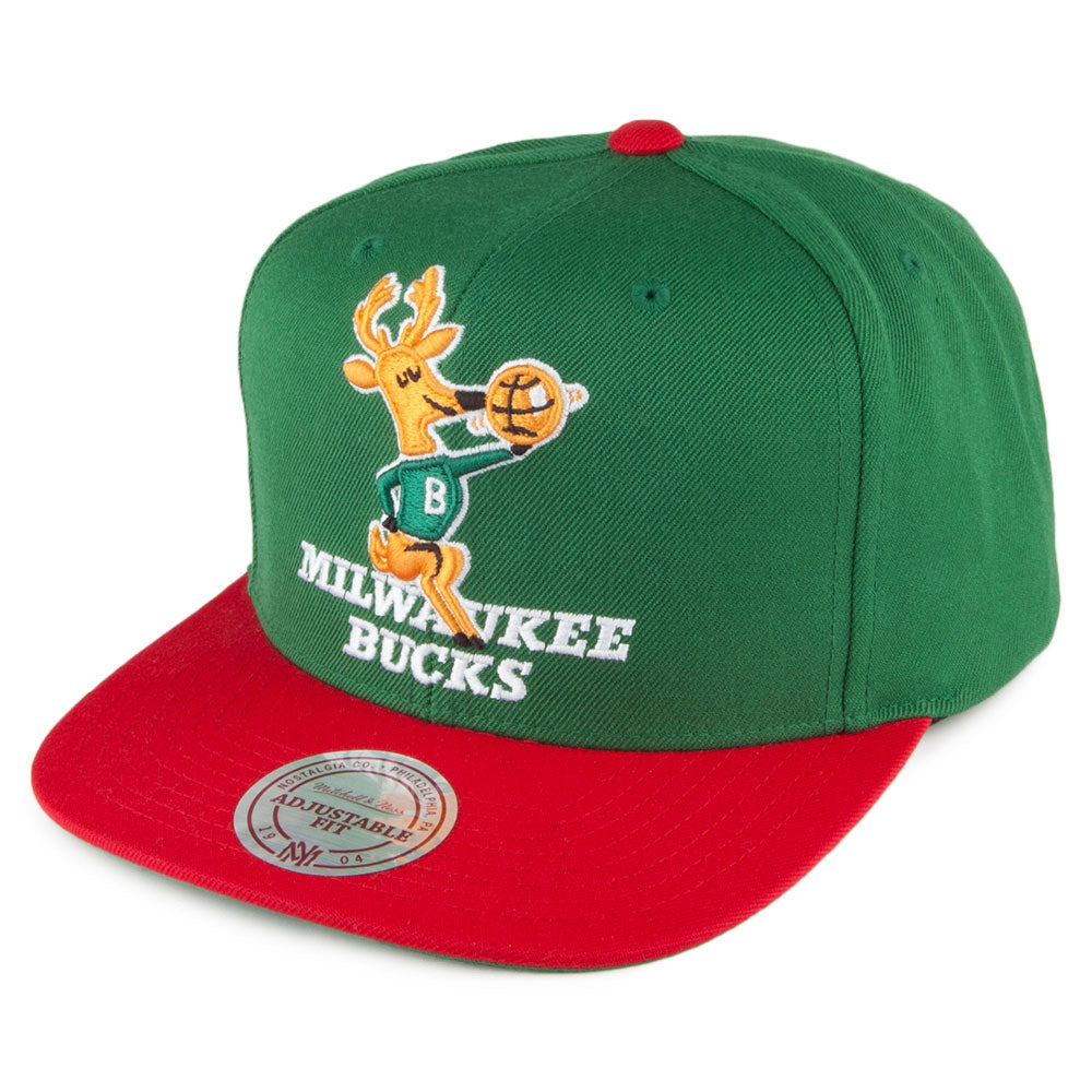 Gorra Snapback XL Logo 2 Tone Milwaukee Bucks de Mitchell & Ness - Verde-Rojo