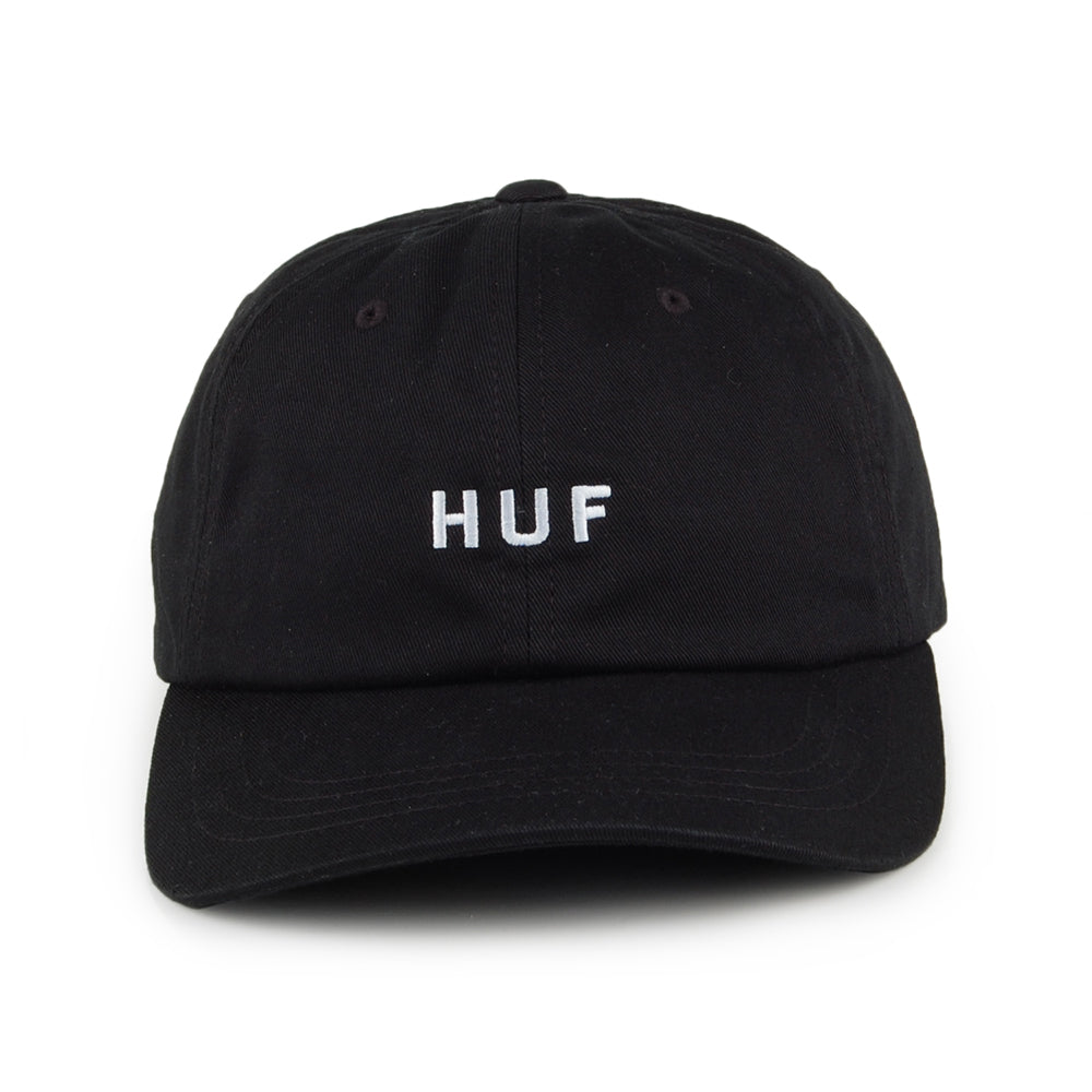 Gorra de béisbol Original Logo visera curvada de algodón de HUF - Negro