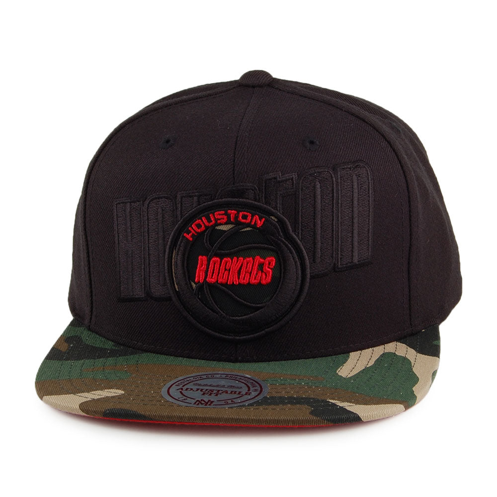 Gorra Snapback Blind Houston Rockets de Mitchell & Ness - Negro-Camuflaje