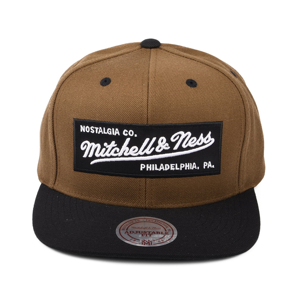 Gorra Snapback Box Logo de Mitchell & Ness - Beige Arena-Negro