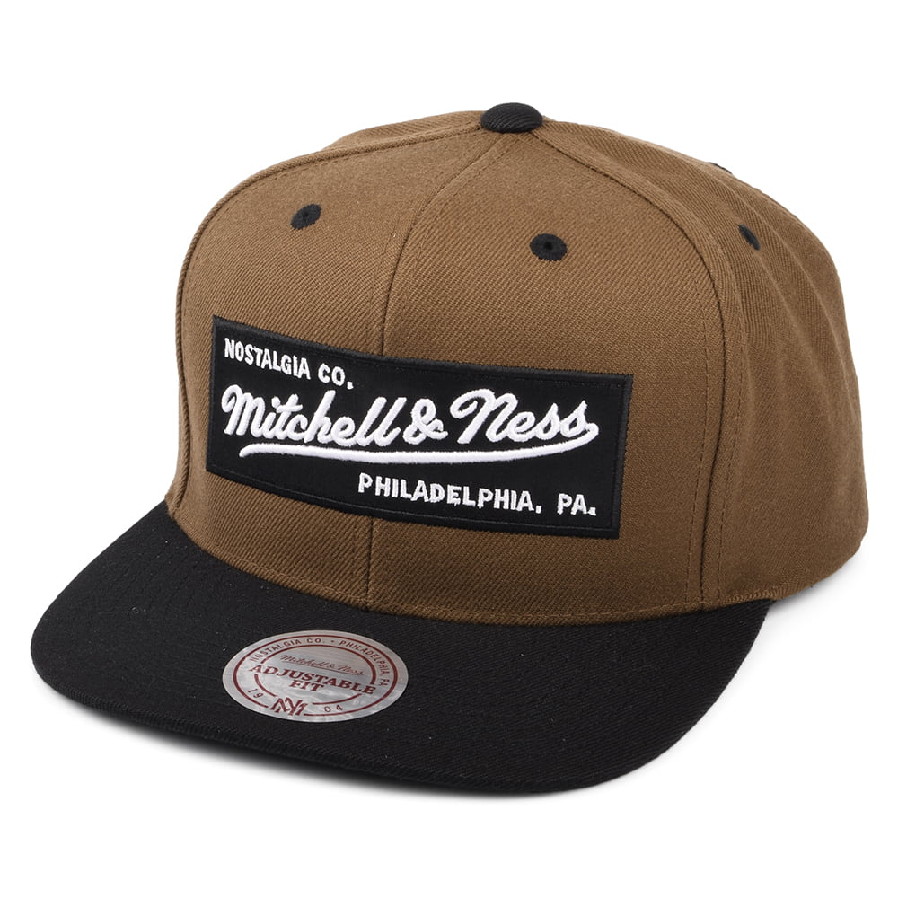 Gorra Snapback Box Logo de Mitchell & Ness - Beige Arena-Negro