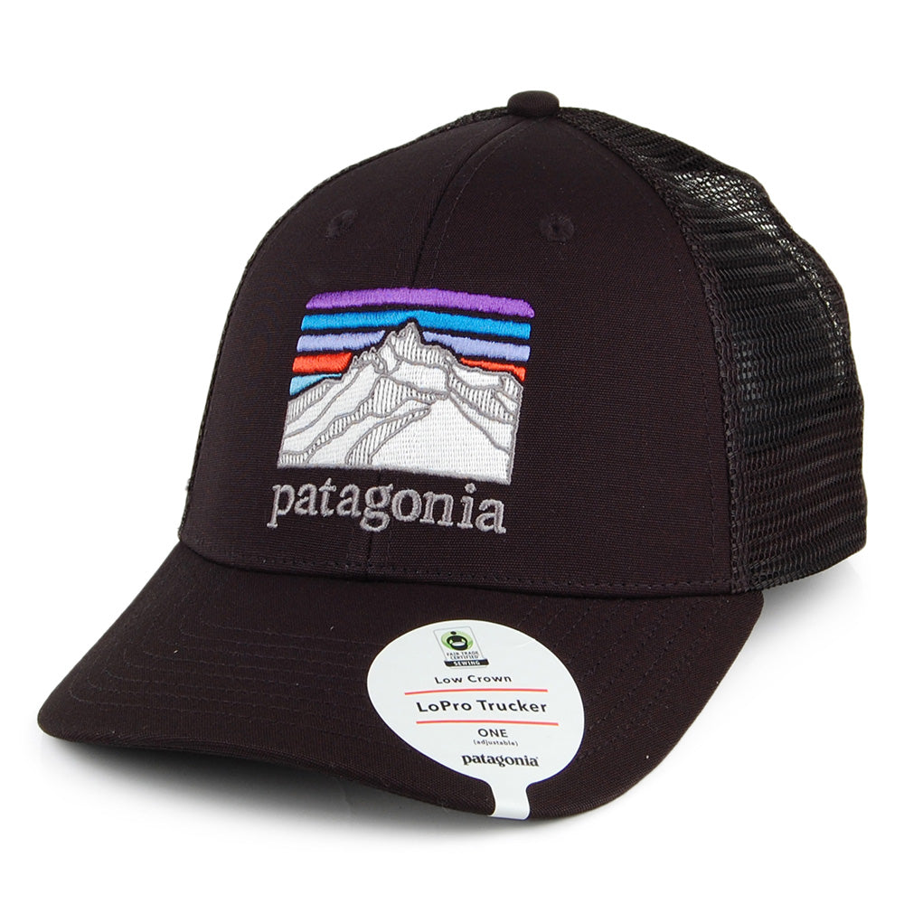 Gorra Trucker Line Logo Ridge de lona de algodón orgánico de Patagonia - Negro