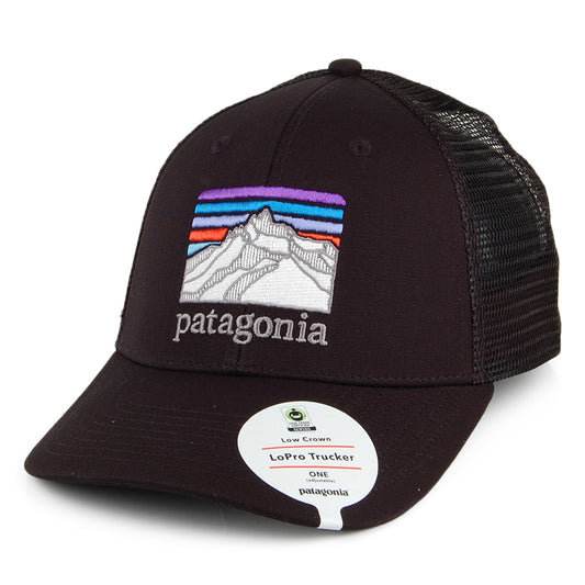 Gorra Trucker Line Logo Ridge de lona de algodón orgánico de Patagonia - Negro