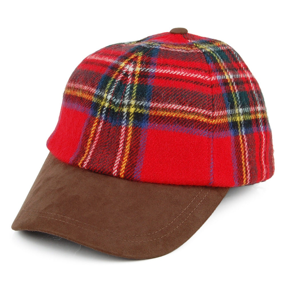 Gorra de béisbol de lana de borrego Tela escocesa de Failsworth - Rojo-Multi