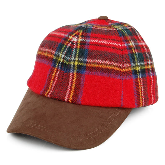 Gorra de béisbol de lana de borrego Tela escocesa de Failsworth - Rojo-Multi