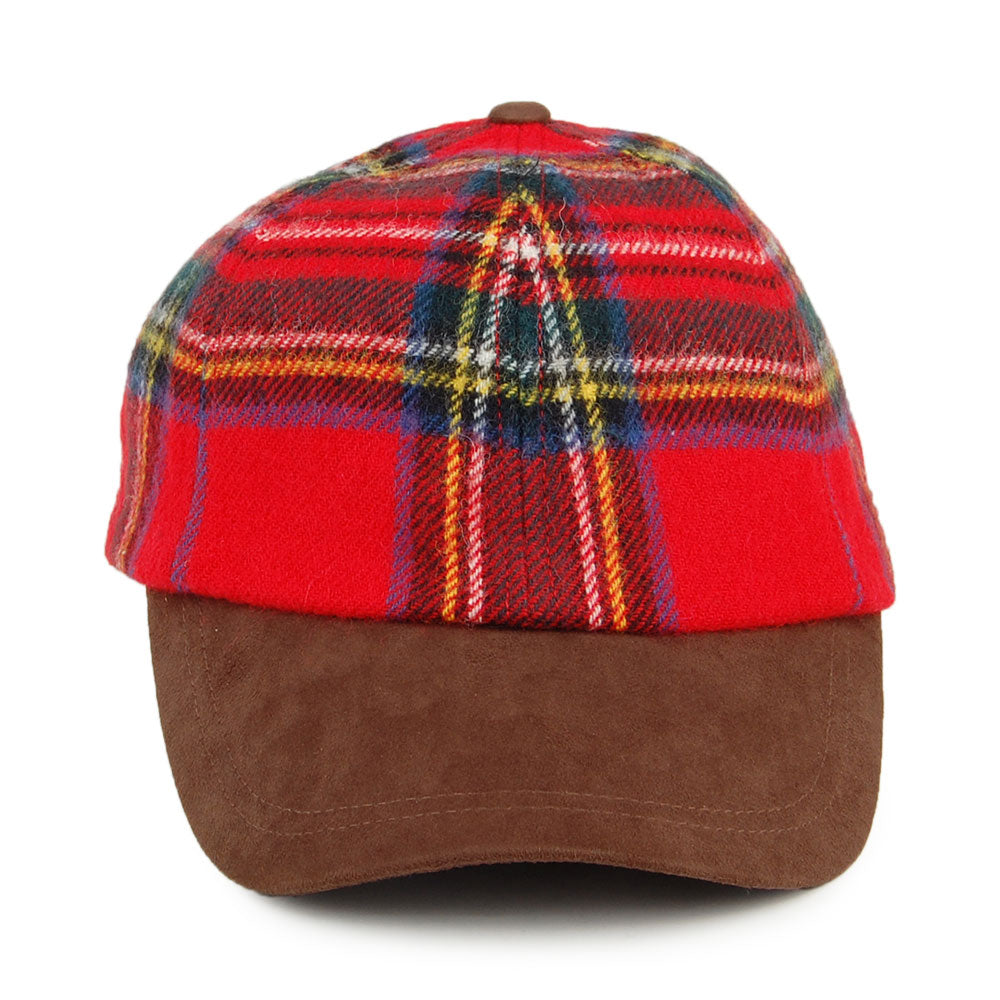 Gorra de béisbol de lana de borrego Tela escocesa de Failsworth - Rojo-Multi