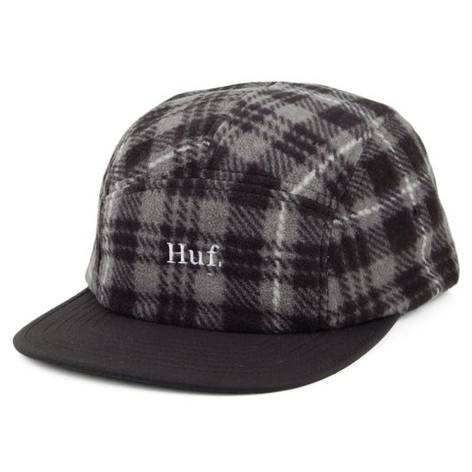 Gorra 5 paneles Boroughs Volley de Forro polar de HUF - Negro-Blanco
