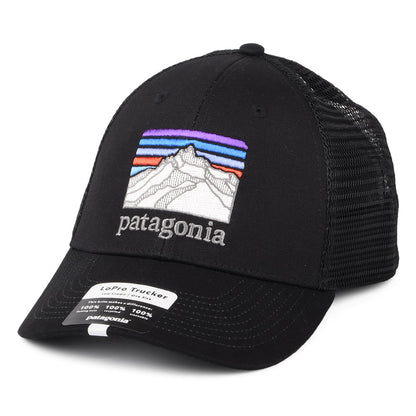 Gorra Trucker Line Logo Ridge LoPro de algodón orgánico de Patagonia - Negro