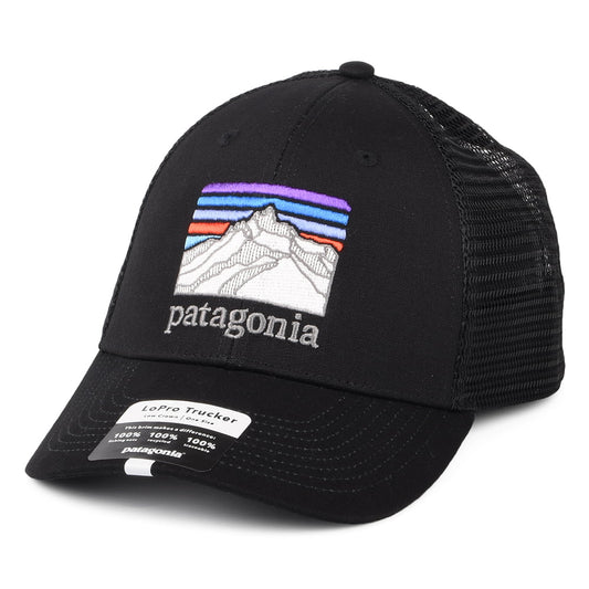 Gorra Trucker Line Logo Ridge LoPro de algodón orgánico de Patagonia - Negro