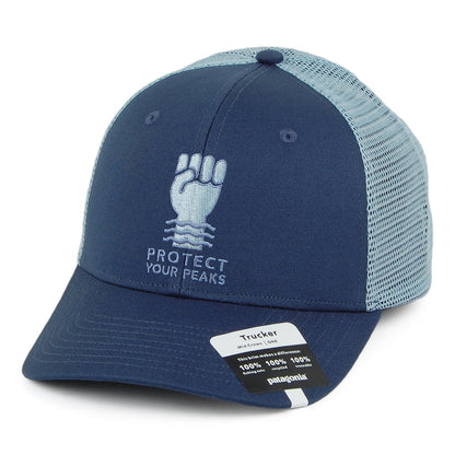 Gorra Trucker Protect Your Peaks de algodón orgánico de Patagonia - Azul
