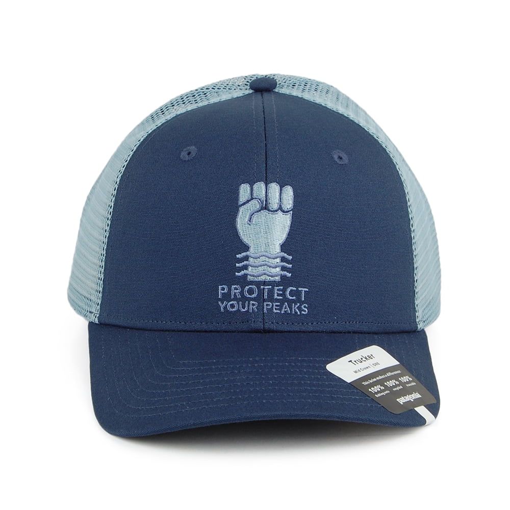 Gorra Trucker Protect Your Peaks de algodón orgánico de Patagonia - Azul