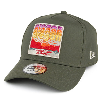Gorra de béisbol 9FORTY A-Frame Oregon Patch de New Era - Verde Oliva