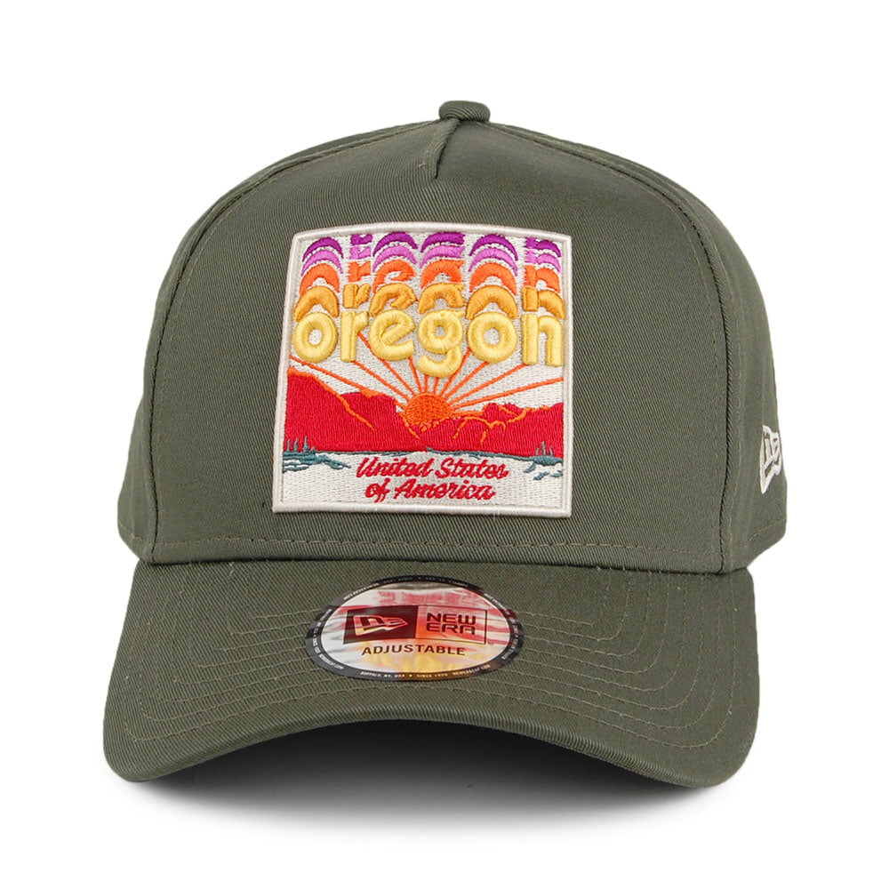 Gorra de béisbol 9FORTY A-Frame Oregon Patch de New Era - Verde Oliva