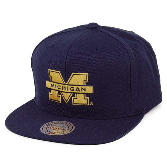Gorra Snapback Core Wool Solid Michigan Wolverines de Mitchell & Ness - Azul Marino