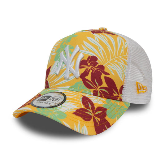 Gorra Trucker MLB Hibiscus Infill New York Yankees de New Era - Múltiples tonalidades amarillas