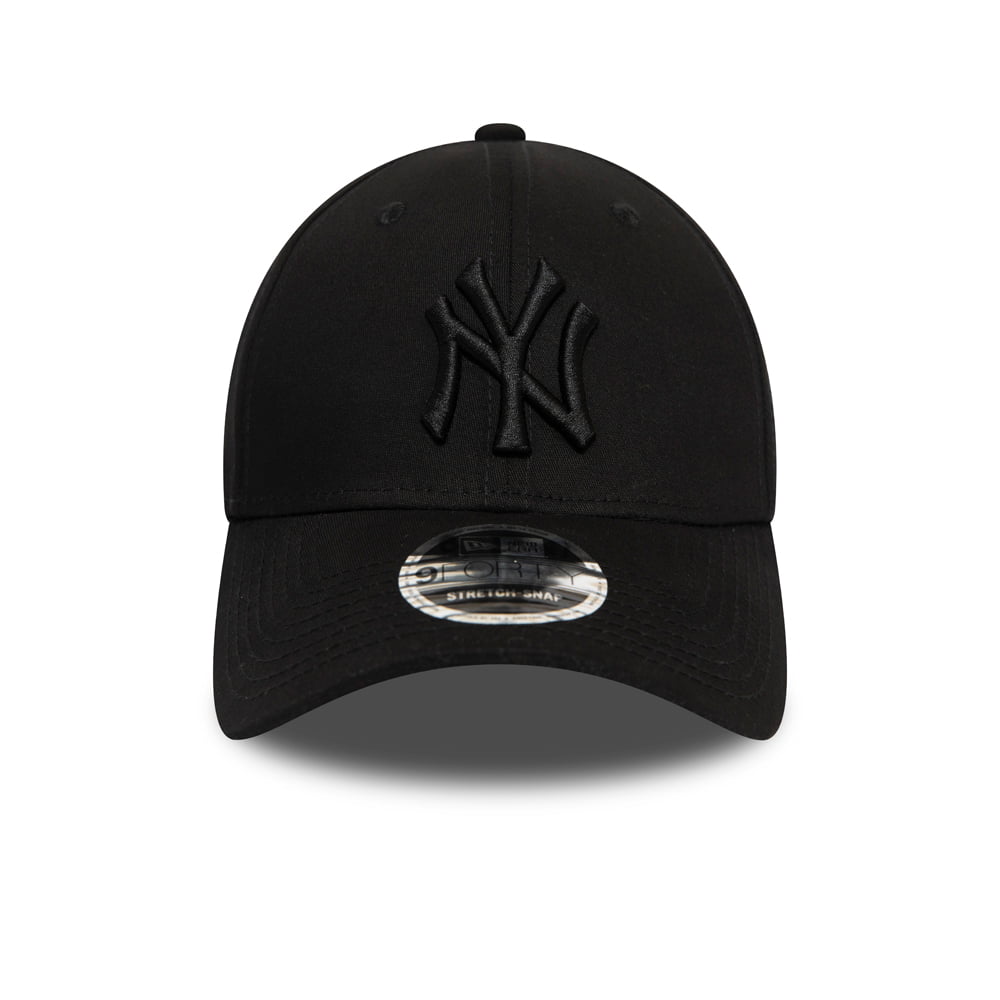 Gorra de béisbol 9FORTY MLB Stretch Snap New York Yankees de New Era - Negro sobre Negro