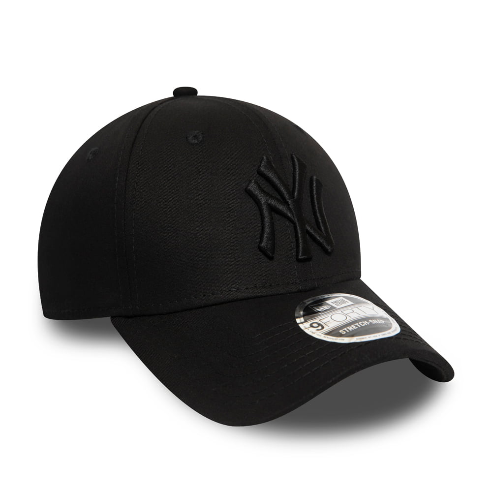 Gorra de béisbol 9FORTY MLB Stretch Snap New York Yankees de New Era - Negro sobre Negro