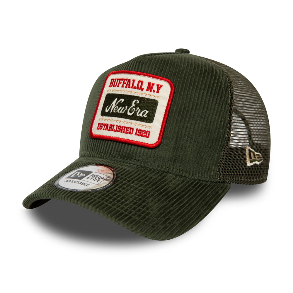 Gorra Trucker de pana Fabric Patch de New Era - Verde Oliva