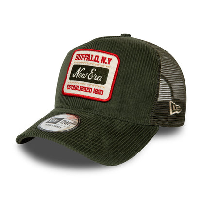 Gorra Trucker de pana Fabric Patch de New Era - Verde Oliva