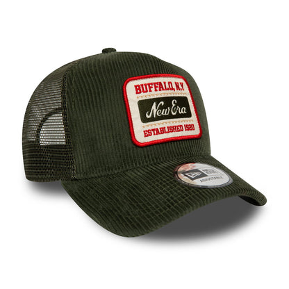 Gorra Trucker de pana Fabric Patch de New Era - Verde Oliva