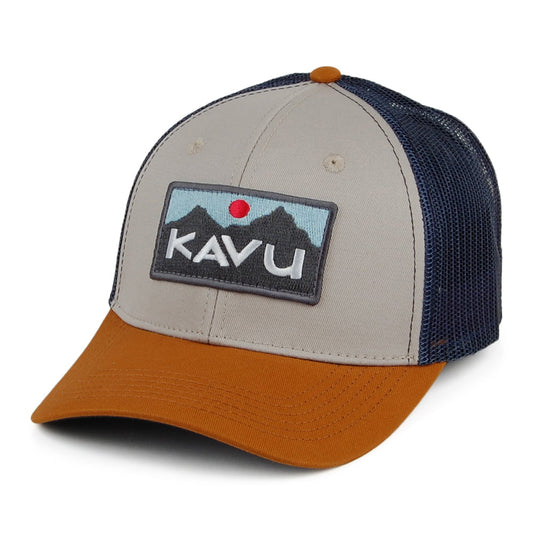 Gorra Trucker Above Standard de sarga de algodón de Kavu - Gris-Beige Arena