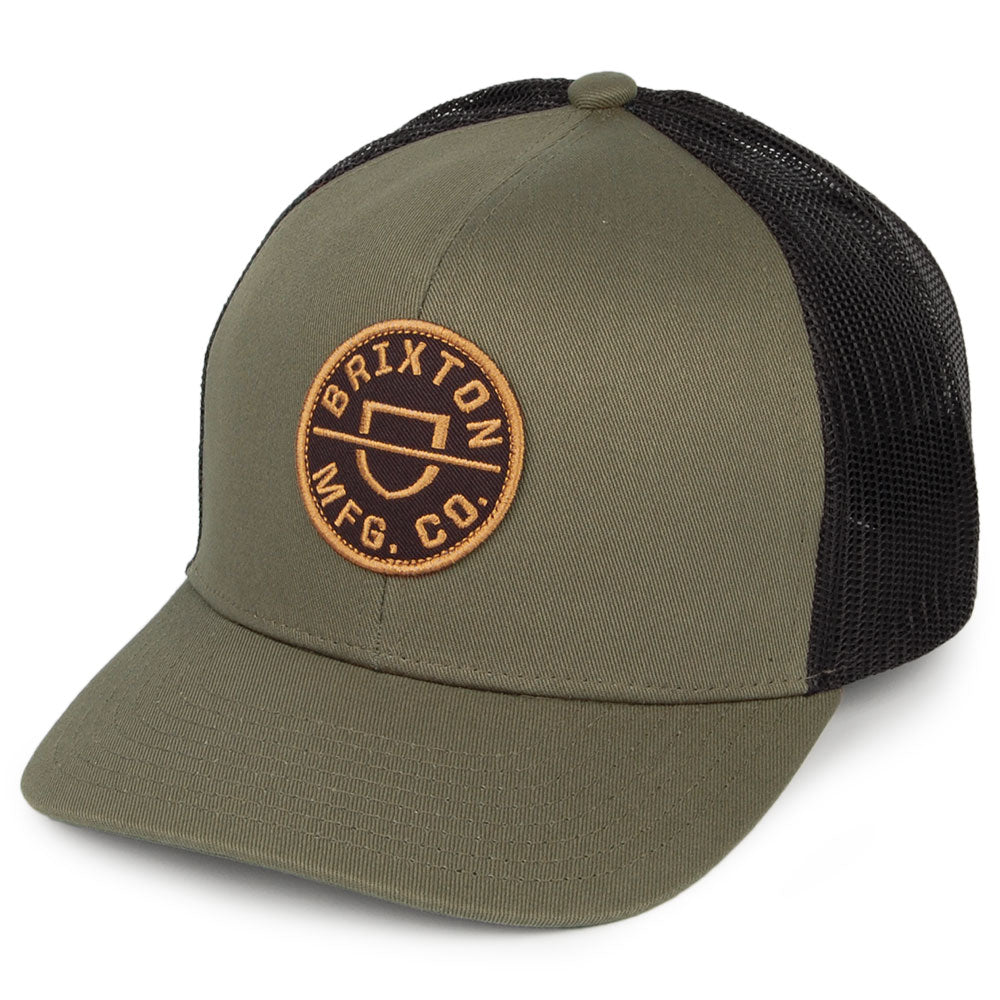 Gorra Mesh Trucker Crest MP Malla de Brixton - Verde Oliva-Negro