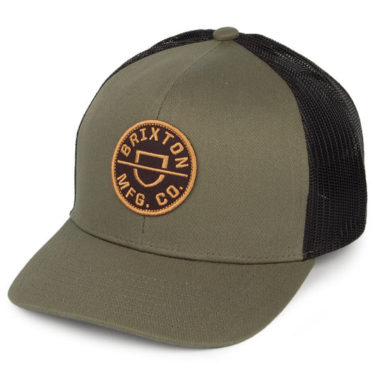 Gorra Mesh Trucker Crest MP Malla de Brixton - Verde Oliva-Negro