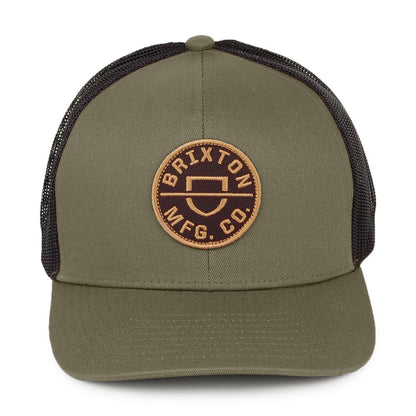 Gorra Mesh Trucker Crest MP Malla de Brixton - Verde Oliva-Negro