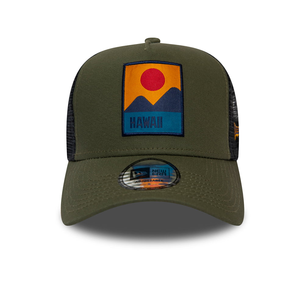 Gorra Trucker Hawaii Location de New Era - Verde Oliva