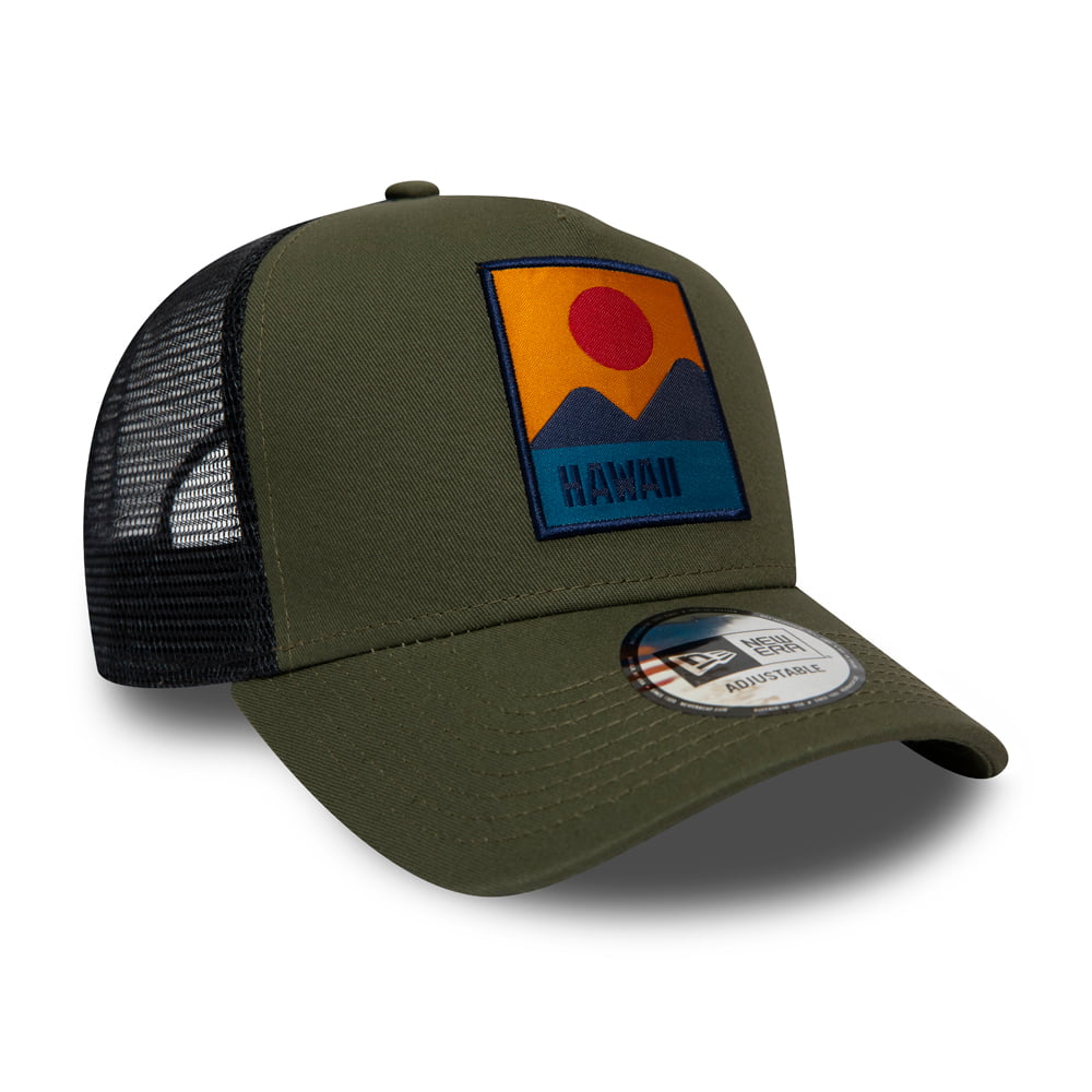 Gorra Trucker Hawaii Location de New Era - Verde Oliva