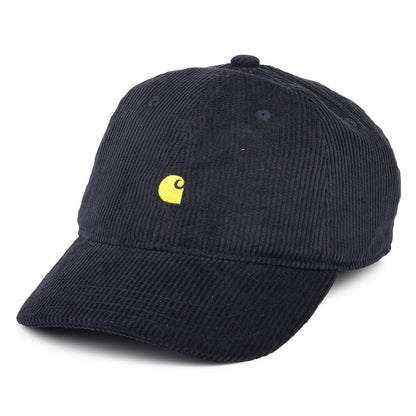 Gorra de béisbol Harlem de pana de Carhartt WIP - Marino Oscuro-Amarillo