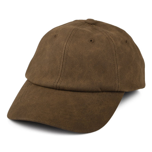 Gorra de béisbol sin estructurar de cuero de imitación desgastado de Dorfman Pacific - Marrón