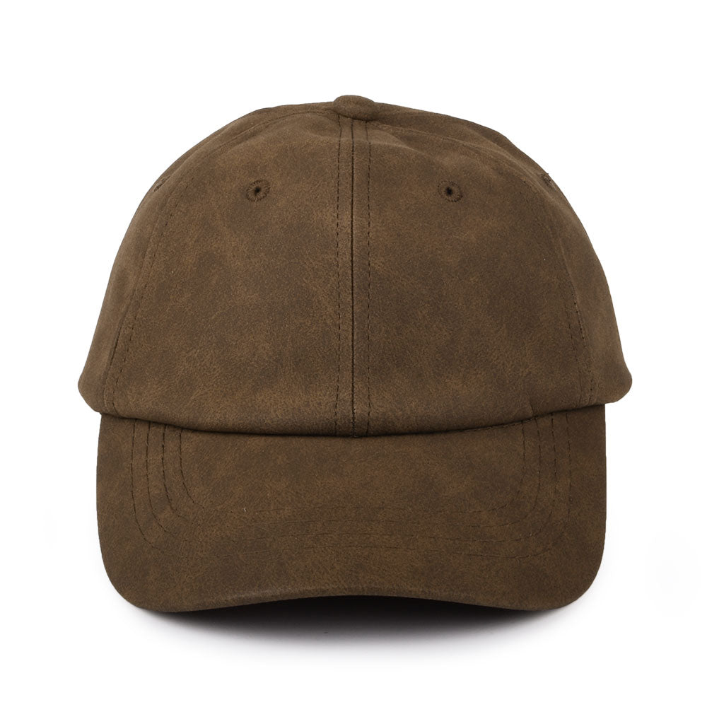 Gorra de béisbol sin estructurar de cuero de imitación desgastado de Dorfman Pacific - Marrón