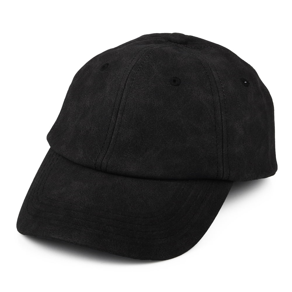Gorra de béisbol sin estructurar de cuero de imitación desgastado de Dorfman Pacific - Negro