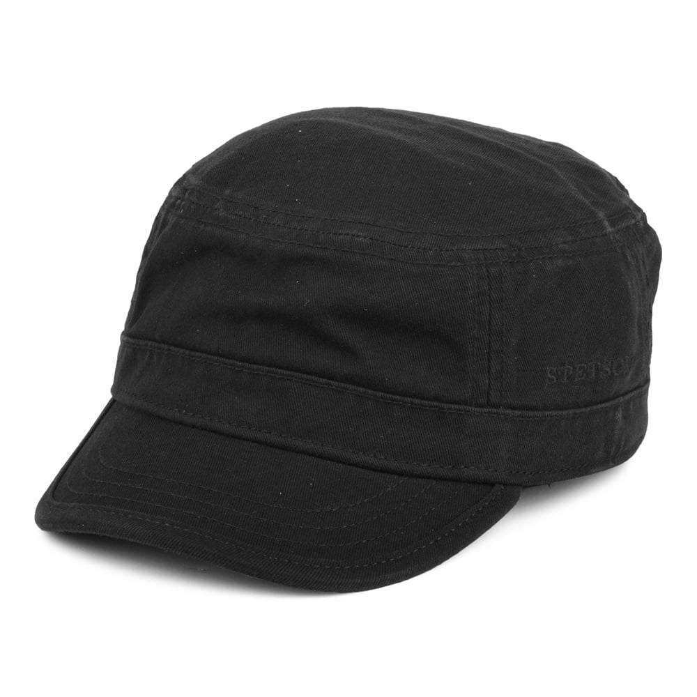 Gorra militar de algodón de Stetson - Negro